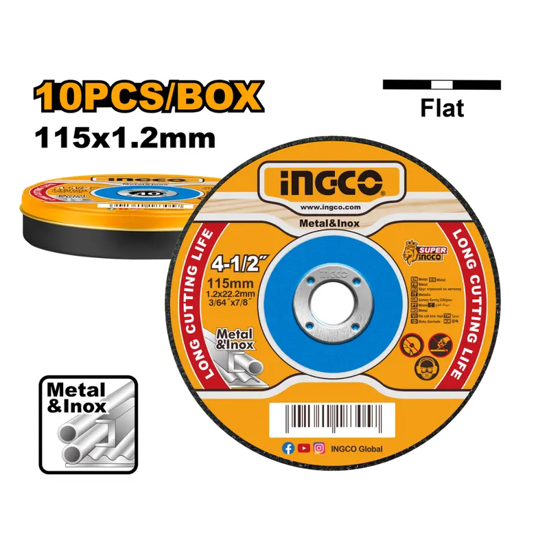 Ingco 10-Piece 115Mm Abrasive Metal-Cutting Disc Set 1