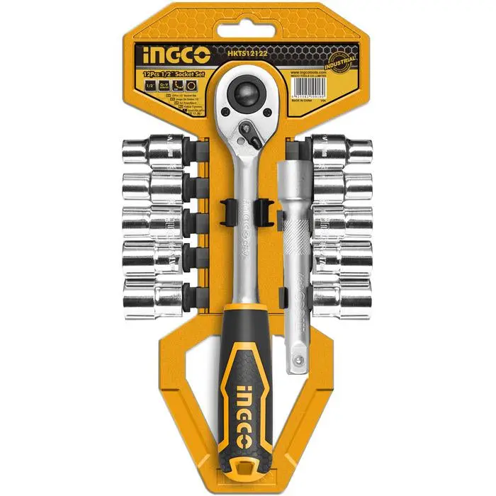 Ingco 12-Piece 1/2" Drive Socket Set (10–24Mm) 1