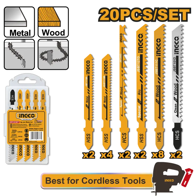 Ingco 20-Piece Universal Jigsaw Blade Kit 1