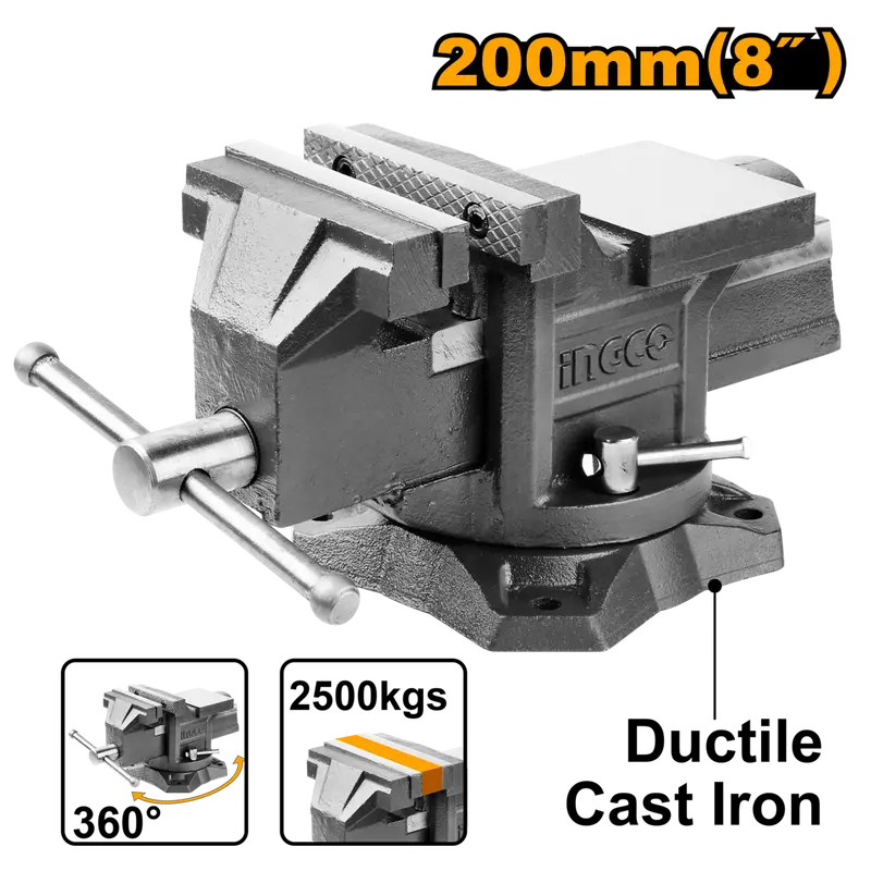 Ingco 200Mm Swivel Bench Vise With Cast-Iron Jaws 1