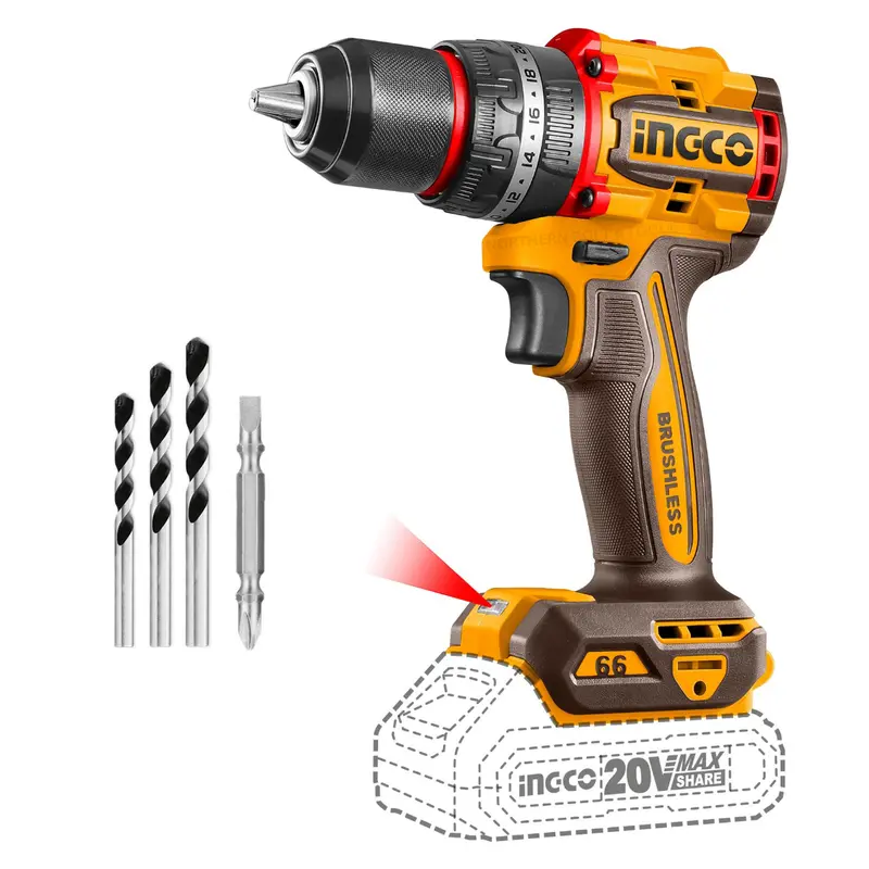 Ingco 20V Brushless Compact Impact Drill – 66Nm, Bare Tool (No Batteries Or Charger) 1