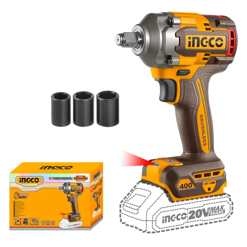 Ingco 20V Brushless Impact Wrench – 400Nm Torque (Bare Tool) 1