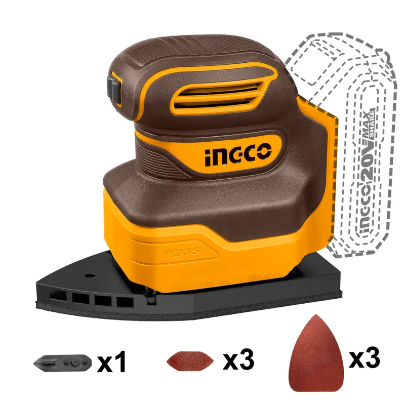 Ingco 20V Cordless Palm (Delta/Mouse) Sander – Compact Detailing Tool 1