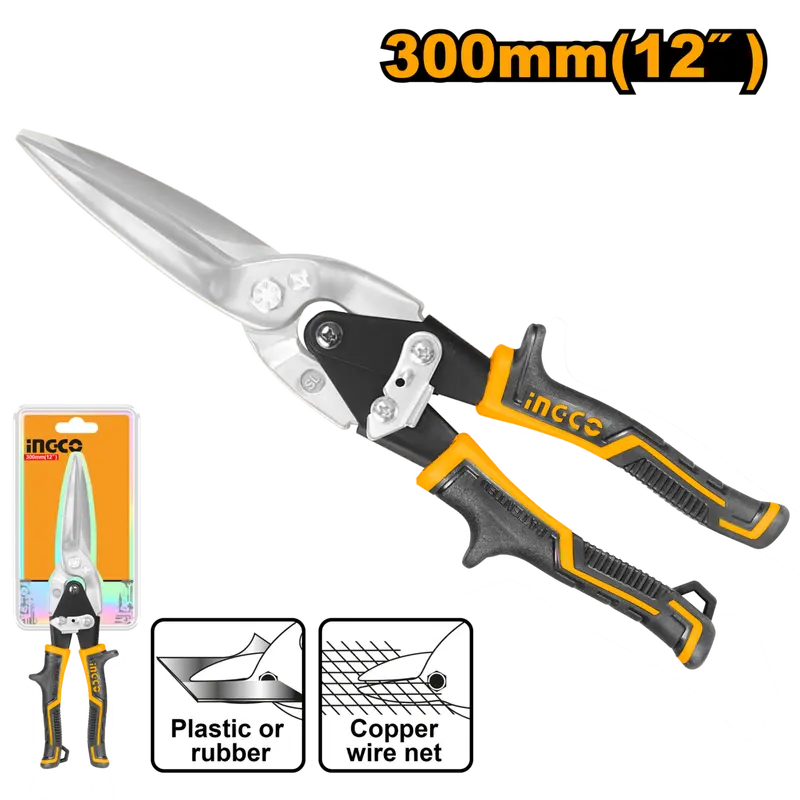 Ingco 300Mm Straight Aviation Snips For Sheet Metal Cutting 1