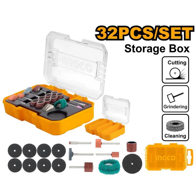 Ingco 32-Piece Sanding & Grinding Accessory Set For Mini Drills 1