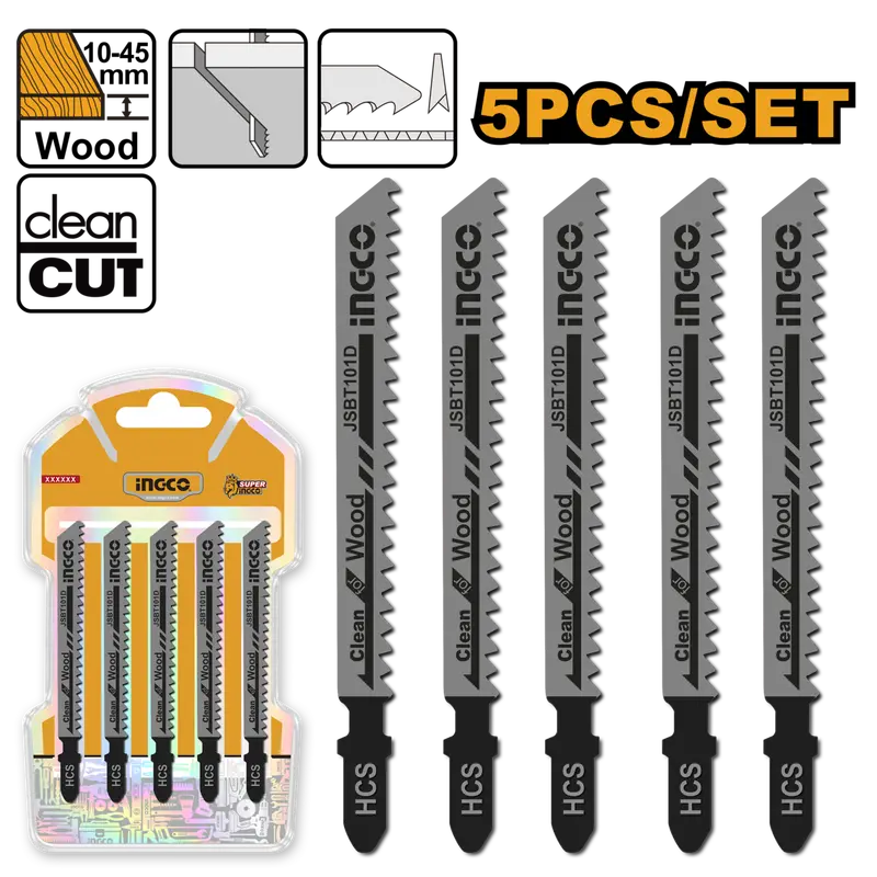 Ingco 5-Piece Wood-Cutting Jigsaw Blades 1