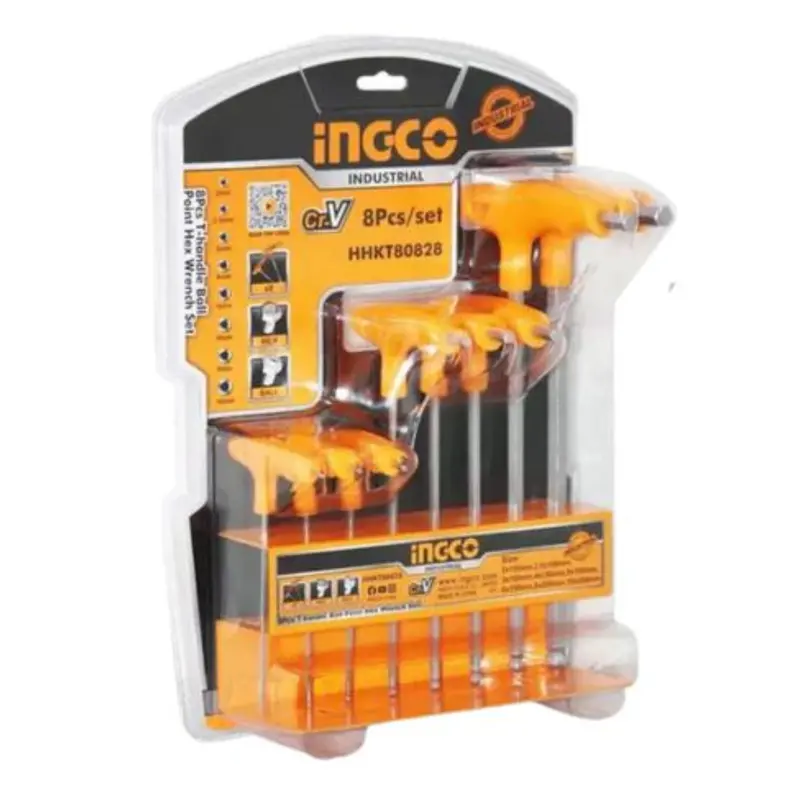 Ingco 8-Piece Metric Ball-End T-Handle Allen Key Set – Compact & Durable 1