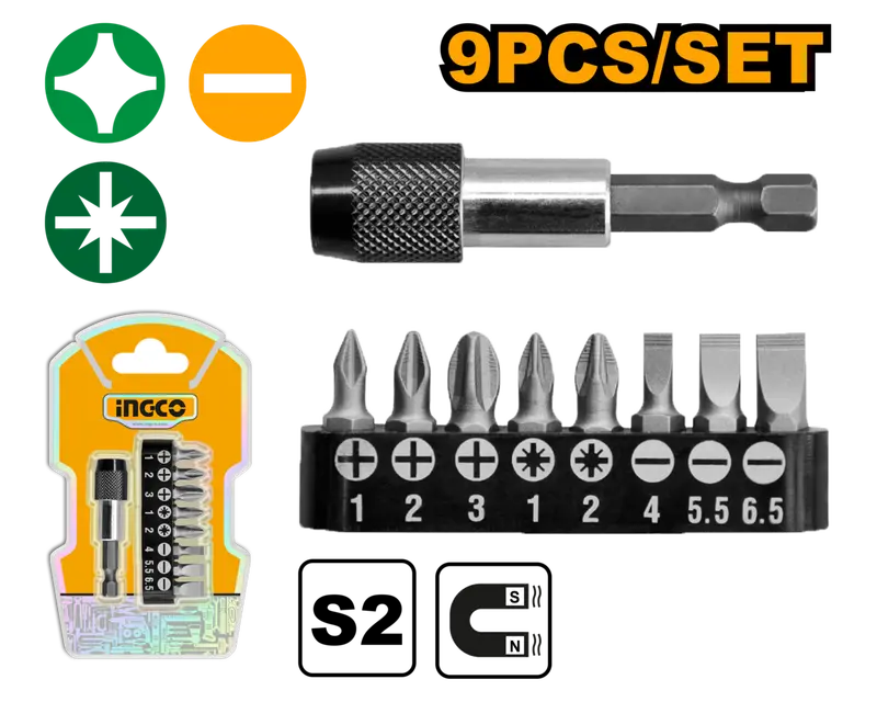 Ingco 9-Piece Screwdriver Bit Assortment 1