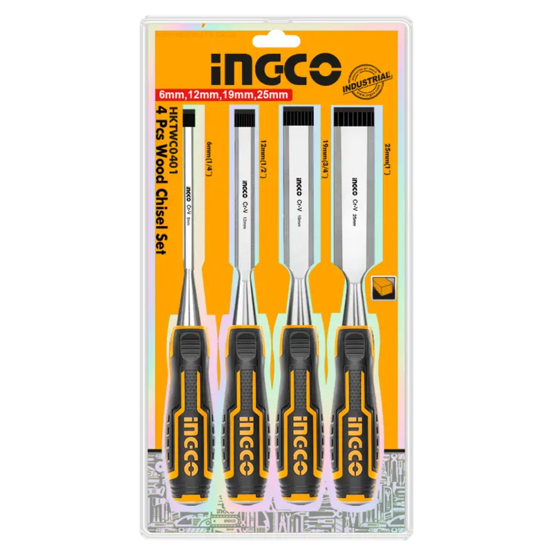 Ingco Cr-V Wood Chisel Set – 140Mm Length, 4-Piece Kit 1