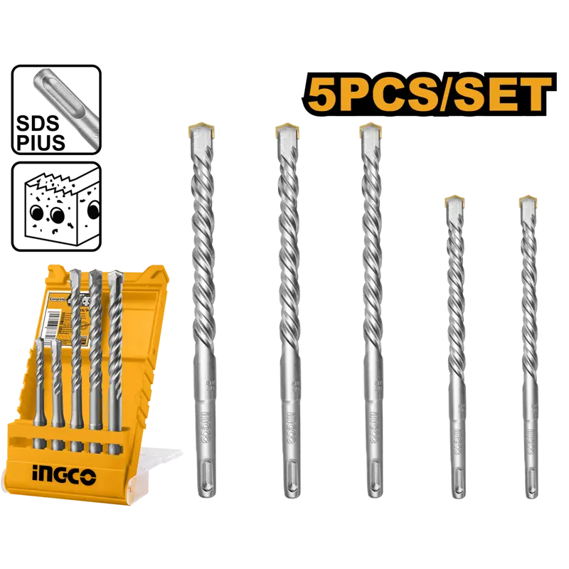 Ingco Sds-Plus Hammer Drill Bit Set – 6–12Mm (5-Piece) 1