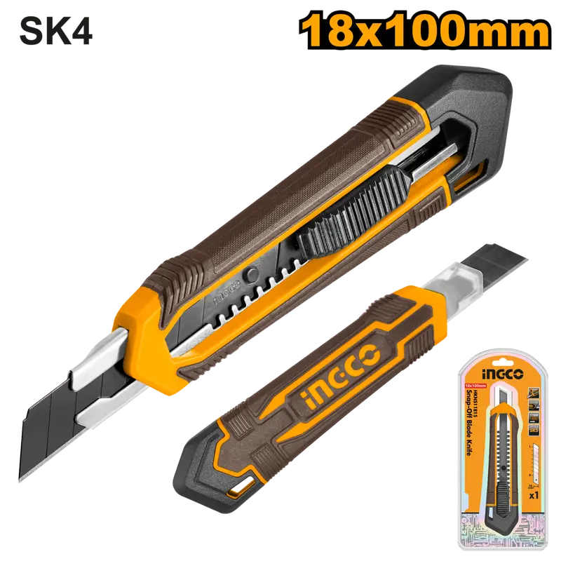 Ingco Snap-Off Utility Knife – 18 Mm Blade, 100 Mm Overall Length 1
