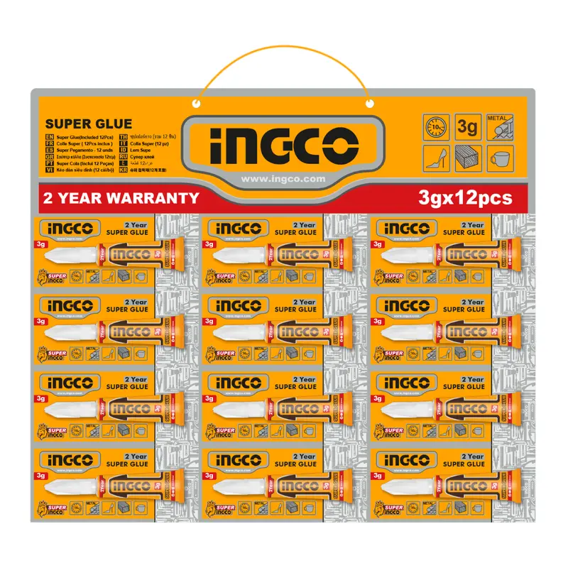 Ingco Super Glue Set – 12-Tube Assortment (3 G Each) For Quick Repairs 1