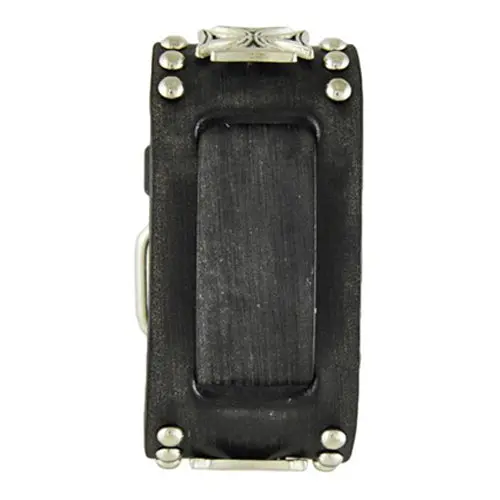Iron Cross-Studded Distressed Black Leather Cuff Band 1