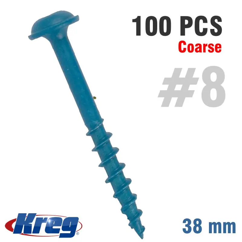 Kreg Blue-Kote Pocket Hole Screws – #8 Coarse, 38 Mm (1.5 In), Mx Loc, Single Unit (Special) 1