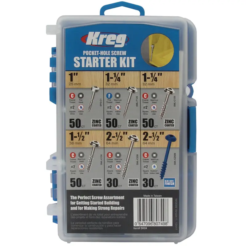 Kreg Pocket Hole Screw Starter Kit – 260-Piece Assortment 1