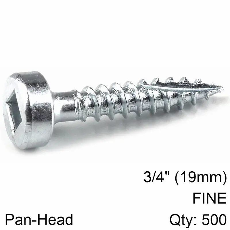 Kreg Zinc-Plated Pocket Hole Screws – 19Mm, #6 Fine Thread, Pan Head (500-Pack) 1