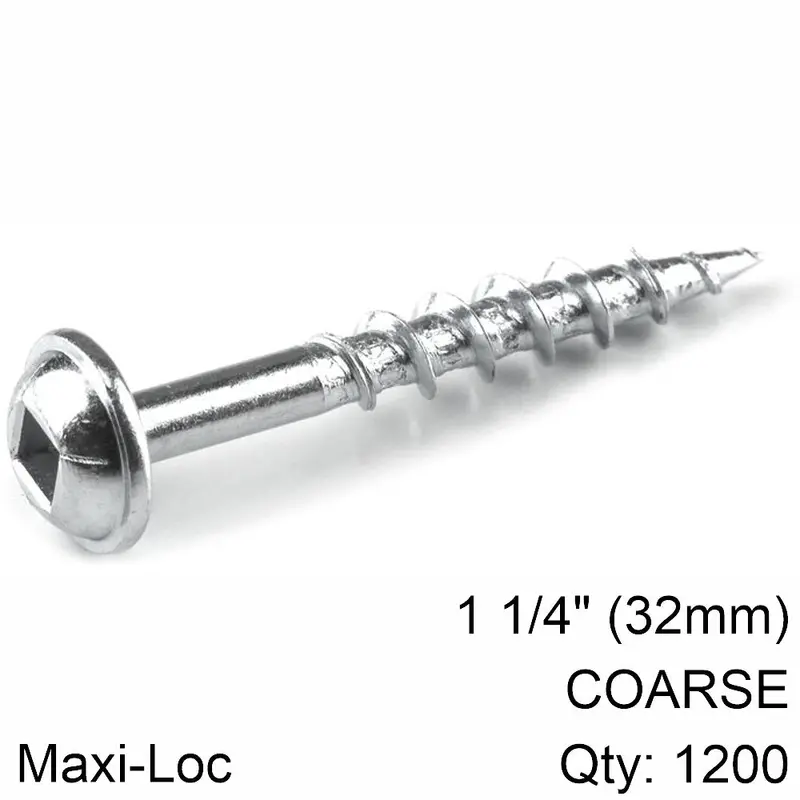 Kreg Zinc Pocket Hole Screws – 32Mm, #8 Coarse Thread With Max-Loc Tip (1200-Pack) 1