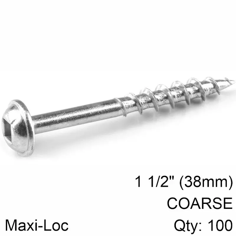 Kreg Zinc Pocket-Hole Screws – #8 Coarse Thread, 38 Mm (1.5″), 100-Pack 1