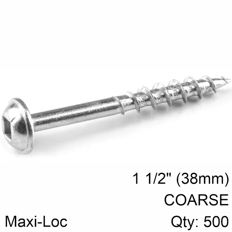 Kreg Zinc Pocket-Hole Screws – #8 Coarse Thread, 38 Mm (1.5″), 500-Pack 1