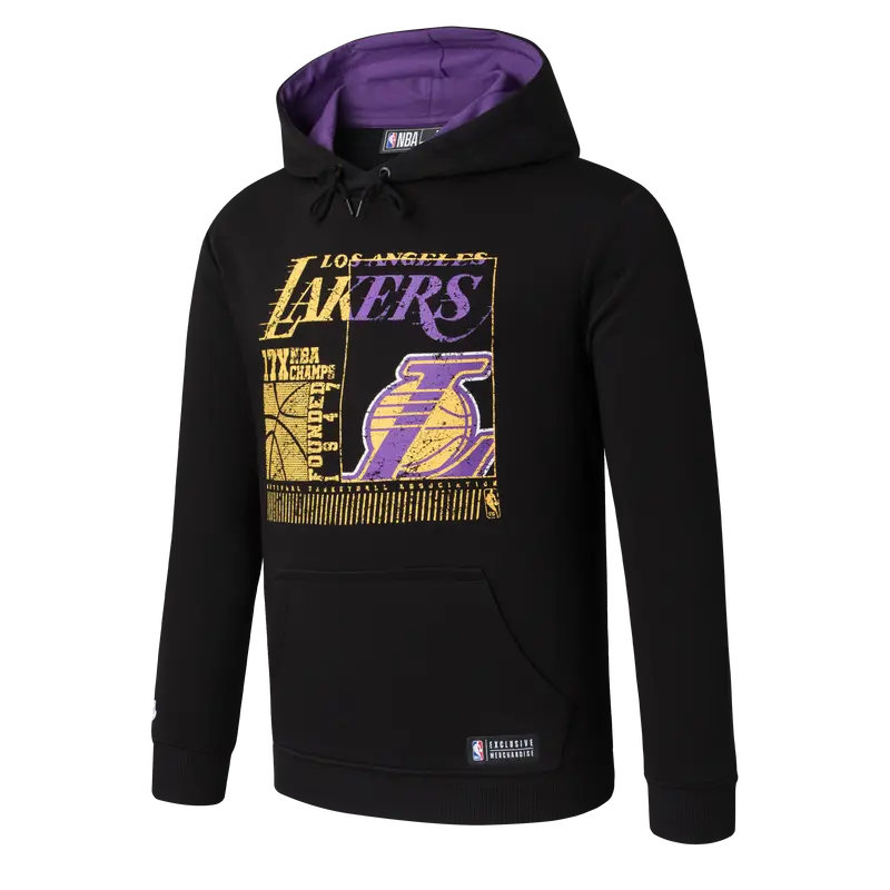 Los Angeles Lakers Distressed Hoodie – Regular Fit Pullover 1