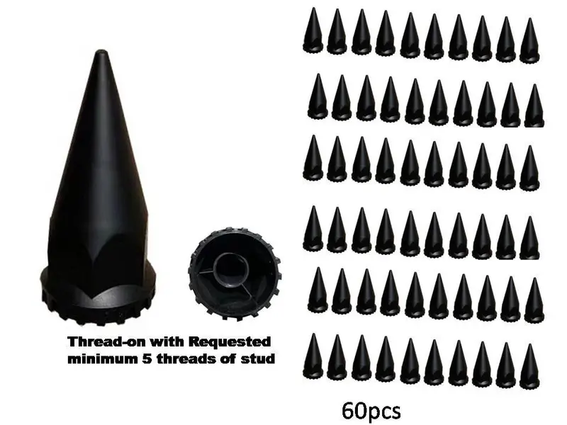 Matte Black Super Spike Lug Nut Covers – Thread-On Style For M22×1.5 Studs 1