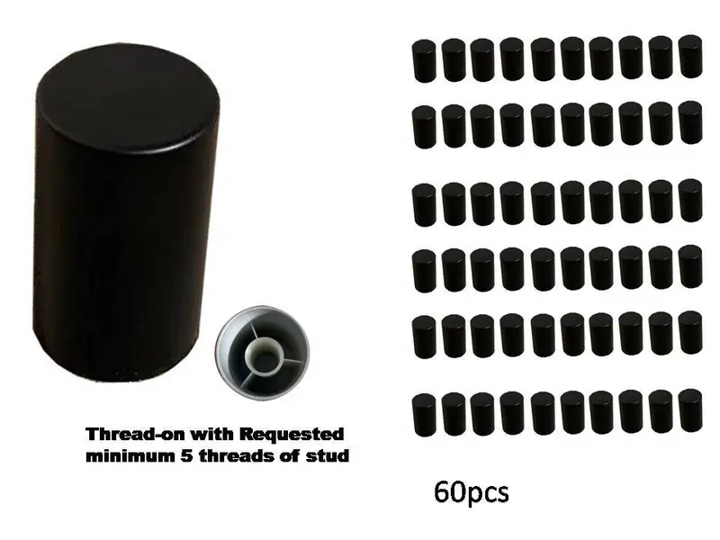 Matte Black Tube Thread-On Lug Nut Covers For M22X1.5 Commercial Vehicle Wheels 1