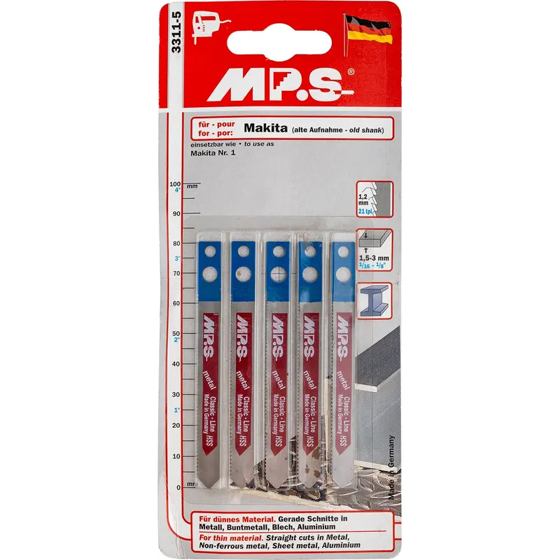 Mps Makita-Shank Jigsaw Blade – 80 Mm, 21 Tpi, Metal-Cutting 1