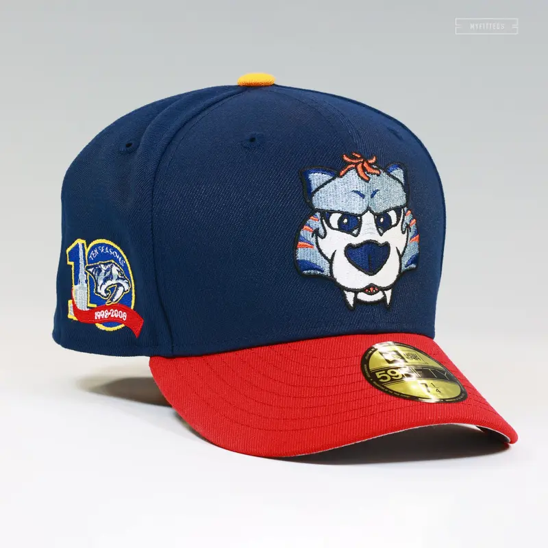 Nashville Predators 10Th Anniversary Gnash Mascot Fitted Hat 1
