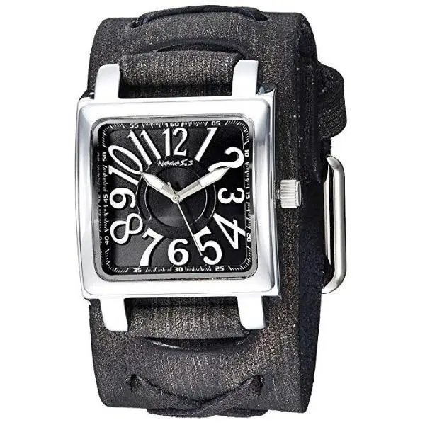 Nemesis Unix Square Watch With Super-Glow Indices And Vintage Leather Cuff Fxb256K 1