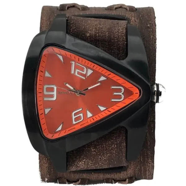 Nemesis Vbdx061N Stainless Steel Teardrop Watch – Ip Black Finish, Brown Boule-X Leather Cuff 1