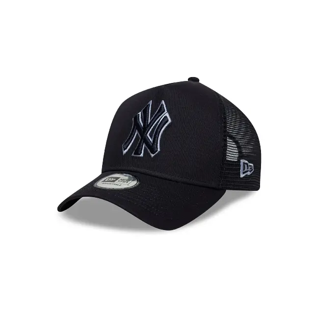 New York Yankees Outline Logo Navy 9Forty A-Frame Trucker Hat 1