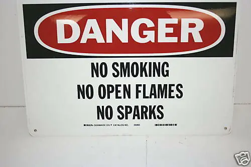 No Smoking, No Open Flames, No Sparks Safety Warning Sign – Industrial Grade (Model #25083) 1