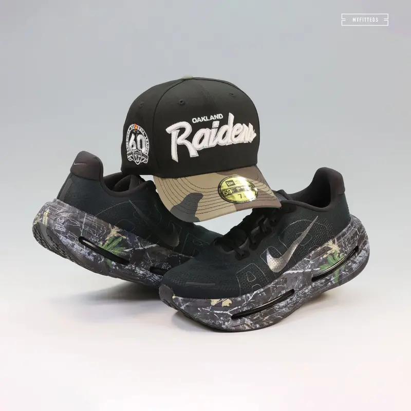 Oakland Raiders 60Th Anniversary Retro Script Glow-In-The-Dark Camo Fitted Cap – New Era 1