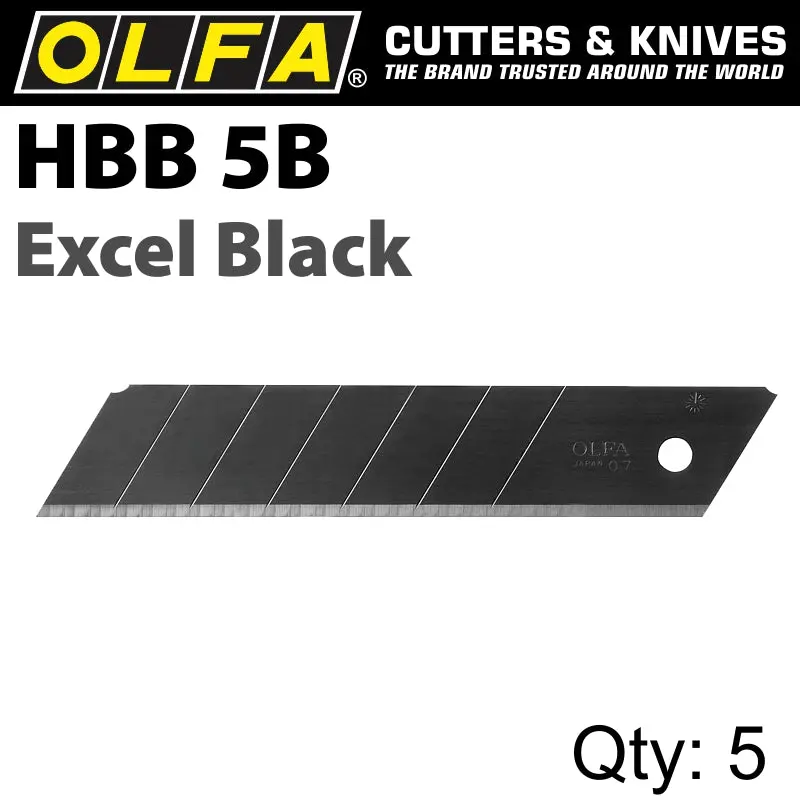 Olfa Excel Black Ultra-Sharp Blades For H1/Nh1/Xh1 – 5-Pack, 25Mm Width 1