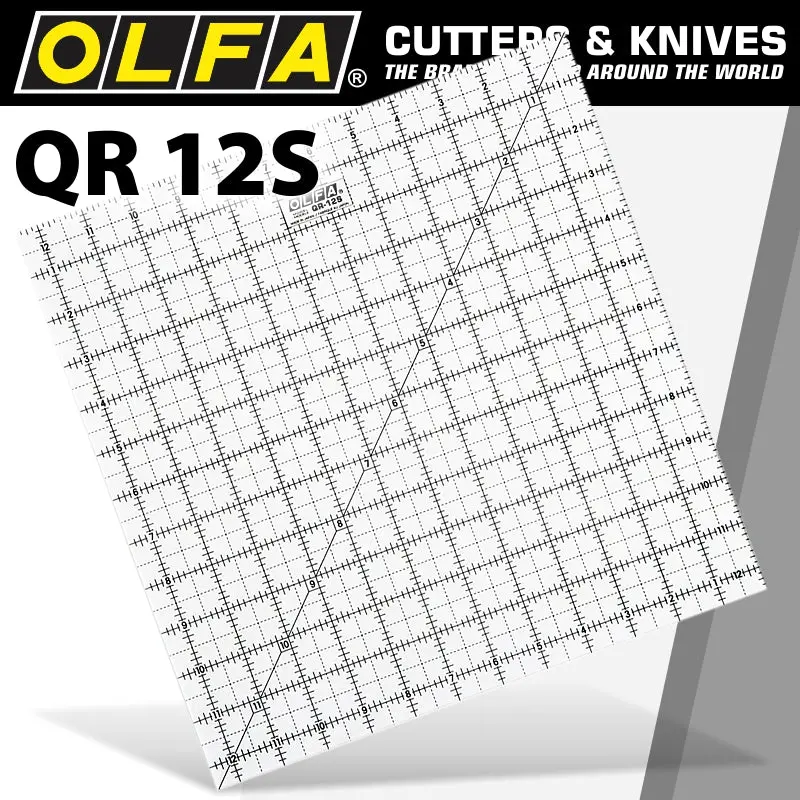 Olfa Imperial Quilting Ruler – 12 In × 12 In Square With Grid Pattern 1