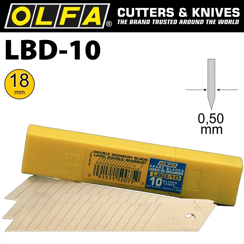 Olfa Lbd-10 Double-Segmented Heavy-Duty Blades – 10-Pack, 18Mm Industrial Blades 1