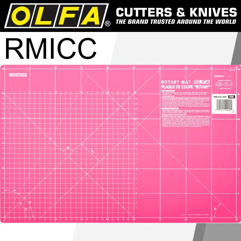 Olfa Pink Double-Sided Rotary Mat – 45 X 30 Cm, Metric & Inch Scale 1