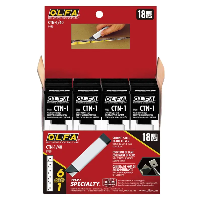 Olfa Snap-Off Blade Carton Cutter – 40-Piece Display Box 1