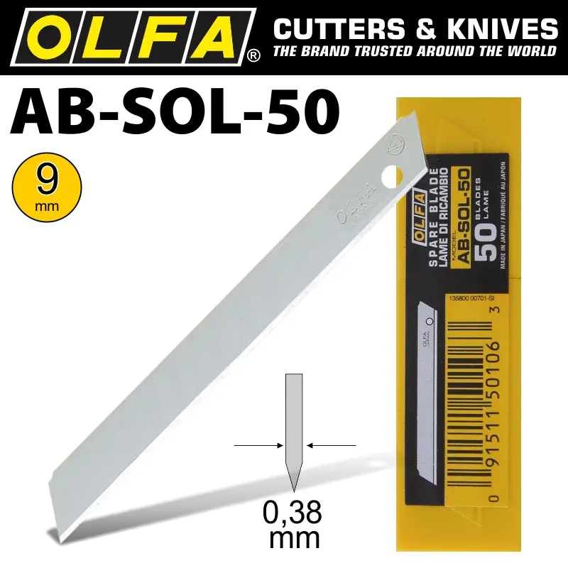 Olfa Solid Utility Blades – 50-Pack In Plastic Case, 9Mm Width 1