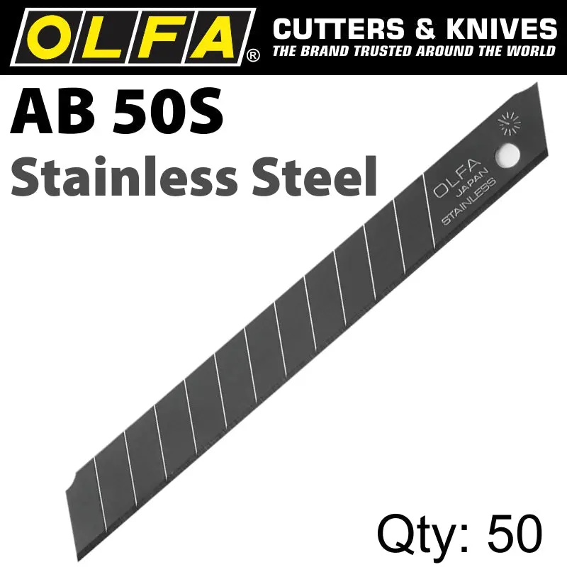 Olfa Stainless Steel Utility Blades – 50-Pack, 9Mm Width 1