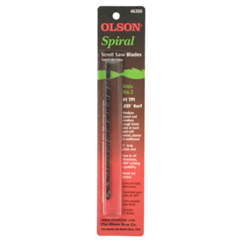 Olson 41 Tpi Spiral-Cut Scroll Saw Blades For Wood – 125 Mm, Plain-End, 6-Pack 1