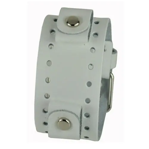 Perforated White Leather Cuff For Ladies 1