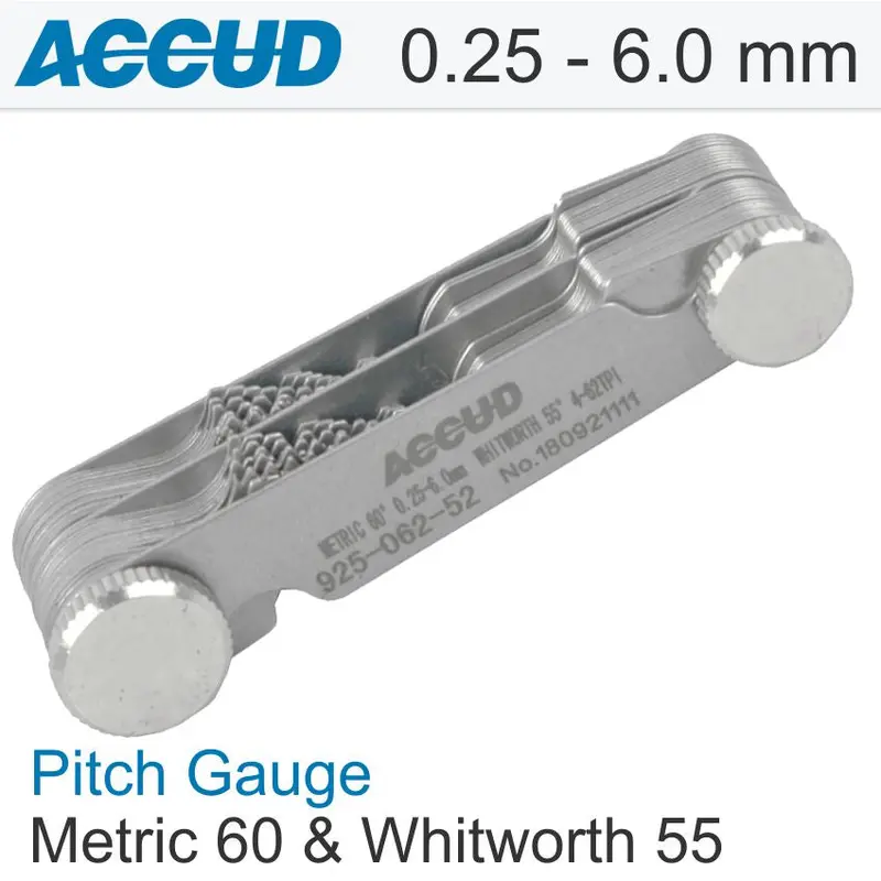 Pitch Gauge — Metric & Whitworth Threads (0.25–6.0 Mm / 4–62 Tpi) 1