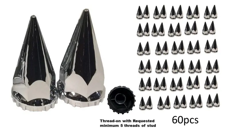 Polished Chrome Super Spike Lug Nut Covers – Thread-On For M22×1.5 Studs 1