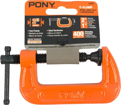 Pony Heavy-Duty C-Clamp – 2-Inch (50 Mm) Throat Depth, Robust Steel Construction 1