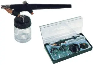 Premium Aircraft Airbrush Kit Featuring Dual Paint Bowls And Coiled Hose 1