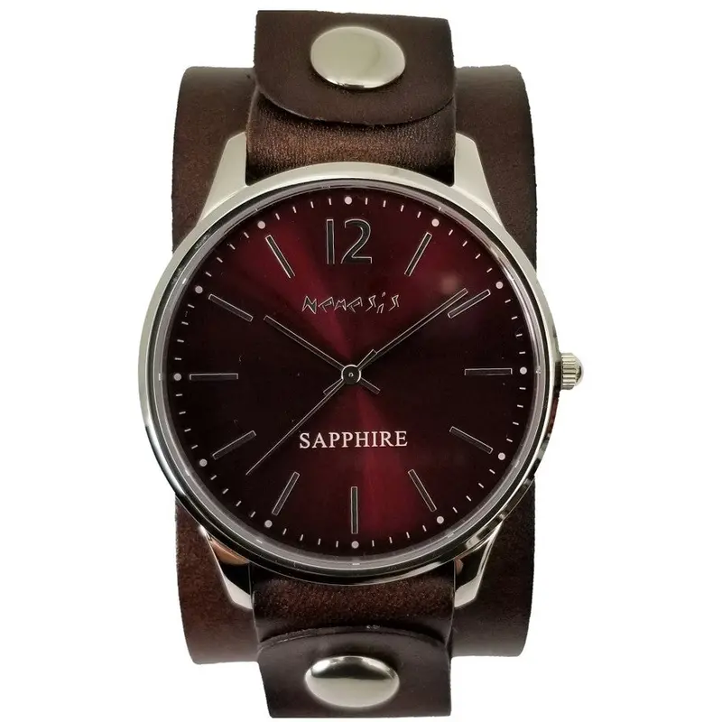Sapphire Crystal Brown Analog Watch With Matching Brown Leather Cuff 1