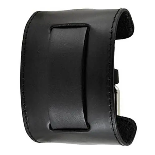 Solid Black Leather Wide Cuff With Contrast Stitching 1