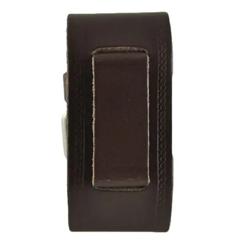 Subtle 3D-Embossed Dark Brown Leather Cuff Band 1
