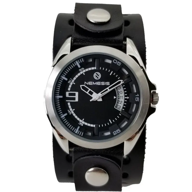 Sully Black And White Watch With Sleek Perforated Black Leather Strap 1